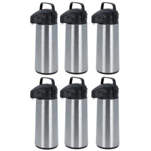 6x RVS thermoskannen/isoleerkannen met pomp 1.8 liter