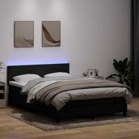 Boxspring met matras en LED fluweel zwart 160x210 cm