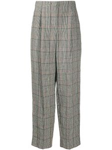 Emporio Armani pantalon taille haute à motif tartan - Blanc