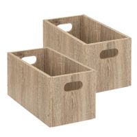 Set van 2x stuks opbergmand/kastmand 7 liter bruin/naturel van hout 31 x 15 x 15 cm - thumbnail