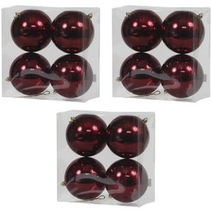 12x Kunststof kerstballen glanzend bordeaux rood 12 cm kerstboom versiering/decoratie - Kerstbal