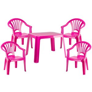 Kunststof kinder meubel set tafel met 4 stoelen roze