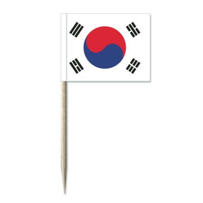 Cocktailprikkers Zuid-Korea - 50x st - 8 cm - vlaggetje - landen decoratie prikkers