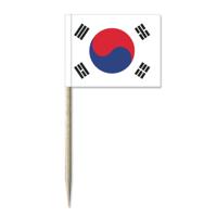 Cocktailprikkers Zuid-Korea - 50x st - 8 cm - vlaggetje - landen decoratie prikkers