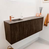 Toiletmeubel Mondiaz Joya Dlux | 111.6 cm | Meubelkleur Walnut | Faye wastafel Oza Wasbak Links | 1 kraangat