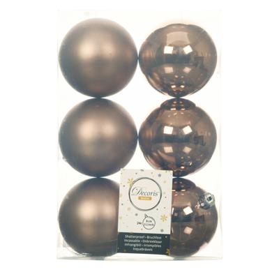 Decoris Kerstballen - 24x st - walnoot bruin - D8 cm - kunststof - kerstversiering Decoris Kerstballen - 24x st - walnoot bruin - D8 cm - kunststof - kerstversiering