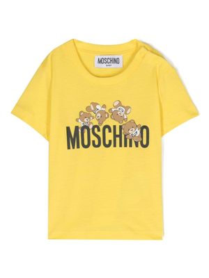 Moschino Kids t-shirt en coton à logo imprimé - Jaune