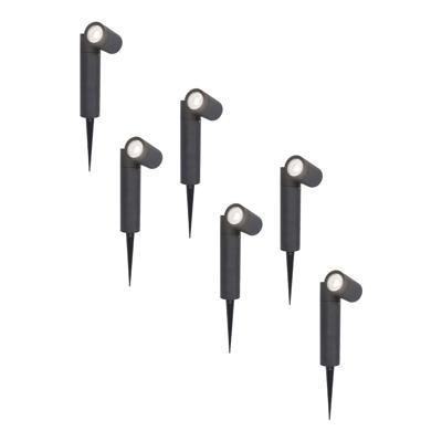 Set van 6 Pinero LED prikspots - GU10 5 Watt 400 lumen - Dimbaar - Kantelbaar - 6000K daglicht wit - IP65 waterdicht - Zwart - Tuinspot