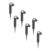 Set van 6 Pinero LED prikspots - GU10 5 Watt 400 lumen - Dimbaar - Kantelbaar - 6000K daglicht wit - IP65 waterdicht - Zwart - Tuinspot
