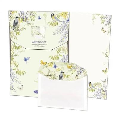 Briefpapier met enveloppen: Vogels in blauweregen, Janneke Brinkman-Salentijn