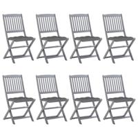 Tuinstoelen 8 st inklapbaar met kussens massief acaciahout