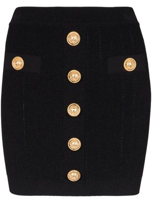 Balmain minijupe en maille à boutons décoratifs - Noir