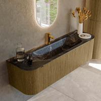 Badmeubel Mondiaz Kurve-Dlux | 160 cm cm | Meubelkleur Dusk | Wastafelkleur Lava | Solid surface | Wasbak midden spoelbak | 1 kraangat