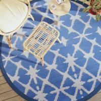 VidaXL Buitenkleed arakil ø200 cm polypropeen blauw en wit