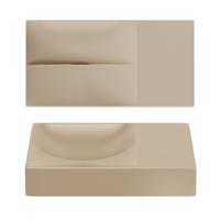 Clou Vale fontein 38 cm zonder kraangat rechts mat mosterd keram CL/03.34161.R