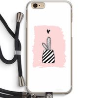 Zwart-wit cactus: iPhone 6 / 6S Transparant Hoesje met koord