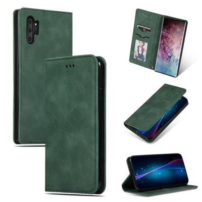 Retro huid voelen Business magnetische horizontale Flip lederen case voor Galaxy Note 10 Pro (Army Green)