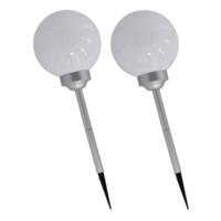 4x gerimport solar tuinlamp/prikspot grote bol - op zonne-energie - h56 cm - tuinverlichting