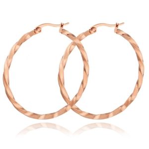 Dames Oorbellen Ringen Rose kleurig Gedraaid Edelstaal - 60mm