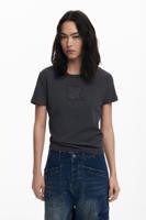 T-shirt met logo en scheuren - BLACK - L