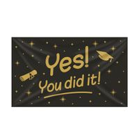 Geslaagd thema party Gevelvlag - binnen/buiten - polyester - zwart/goud - 150 x 90 cm - You did it