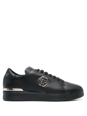 Philipp Plein baskets Hexagon en cuir - Noir