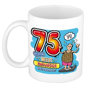 Cadeau mok - 75 weegt zwaarder dan verwacht - keramiek - 300 ml