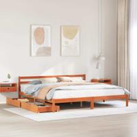 Bedframe zonder matras massief grenenhout wasbruin 200x200 cm