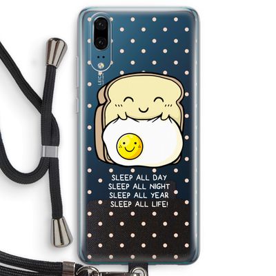 Sleep All Day: Huawei P20 Transparant Hoesje met koord