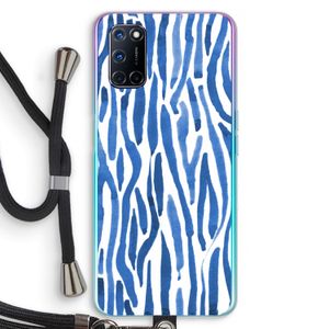 Blauwe nerven: Oppo A92 Transparant Hoesje met koord