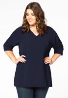Yoek Wijde blouse v-hals | Blauw | Maat 46/48
