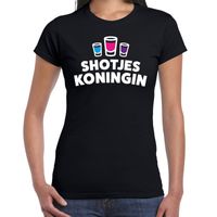 Shotjes Koningin drank fun t-shirt zwart voor dames