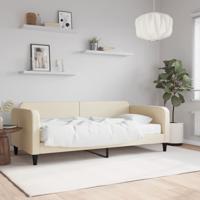 Slaapbank met matras 90x200 cm stof crèmekleurig