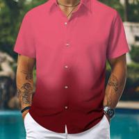 Bon&Bon Homme Men's Pink Ombre Short Sleeve Button Up Shirt Multicolor-4 / S