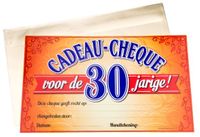 cadeaucheque 30 Jaar 34,5 cm papier blauw/oranje - thumbnail