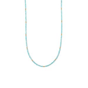 Ketting Bolletjes zilver-amazoniet goudkleurig-lichtblauw 2,2 mm 40-44 cm