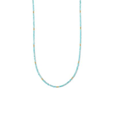 Ketting Bolletjes zilver-amazoniet goudkleurig-lichtblauw 2,2 mm 40-44 cm