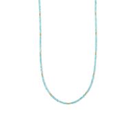 Ketting Bolletjes zilver-amazoniet goudkleurig-lichtblauw 2,2 mm 40-44 cm