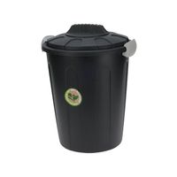 Storage Solutions wasmand met deksel - 23 liter - zwart - kunststof - Wasmanden - thumbnail