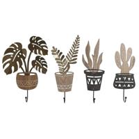 Wandkapstok Home ESPRIT Natuurlijk Metaal Hout MDF 16 x 4 x 30 cm (4 Stuks)