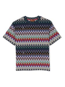 Missoni Kids t-shirt en coton à imprimé zig-zag - Bleu