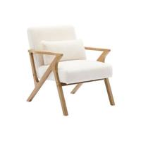 sweeek - Scandinavische fauteuil in heveahout en stof met