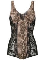 Amir Slama printed lace swimsuit - Noir