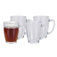 Excellent Houseware Theeglazen - 4x - 400 ml - H12 cm - gehard glas - koffieglas