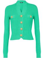 Balmain cardigan boutonné à design nervuré - Vert