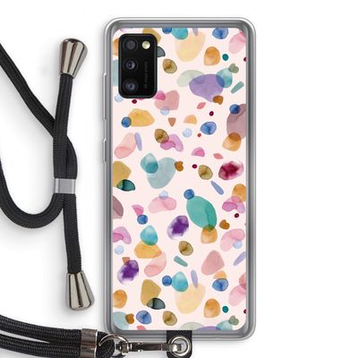 Terrazzo Memphis Pink: Samsung Galaxy A41 Transparant Hoesje met koord