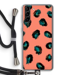 Pink Cheetah: Samsung Galaxy S21 Plus Transparant Hoesje met koord