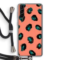 Pink Cheetah: Samsung Galaxy S21 Plus Transparant Hoesje met koord