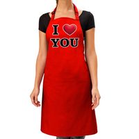 I love you chef kok keukenschort rood voor dames   -