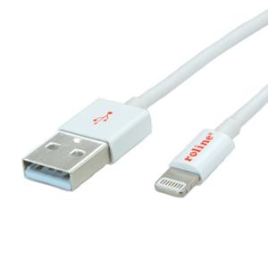 ROLINE Lightning naar USB 2.0 kabel voor iPhone, iPod, iPad, wit, 1,8 m